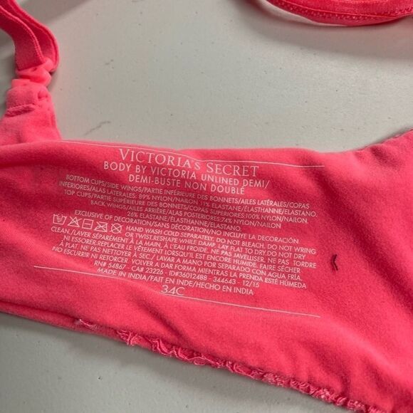 VICTORIA’S SECRET Lace bra pink/orange,34C,Demi-Bust - Picture 5 of 15
